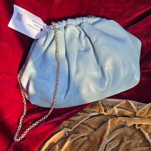 Fiorelli Edith Sleek PU Clutch in Light Blue w/ Gold Chain – NWT
